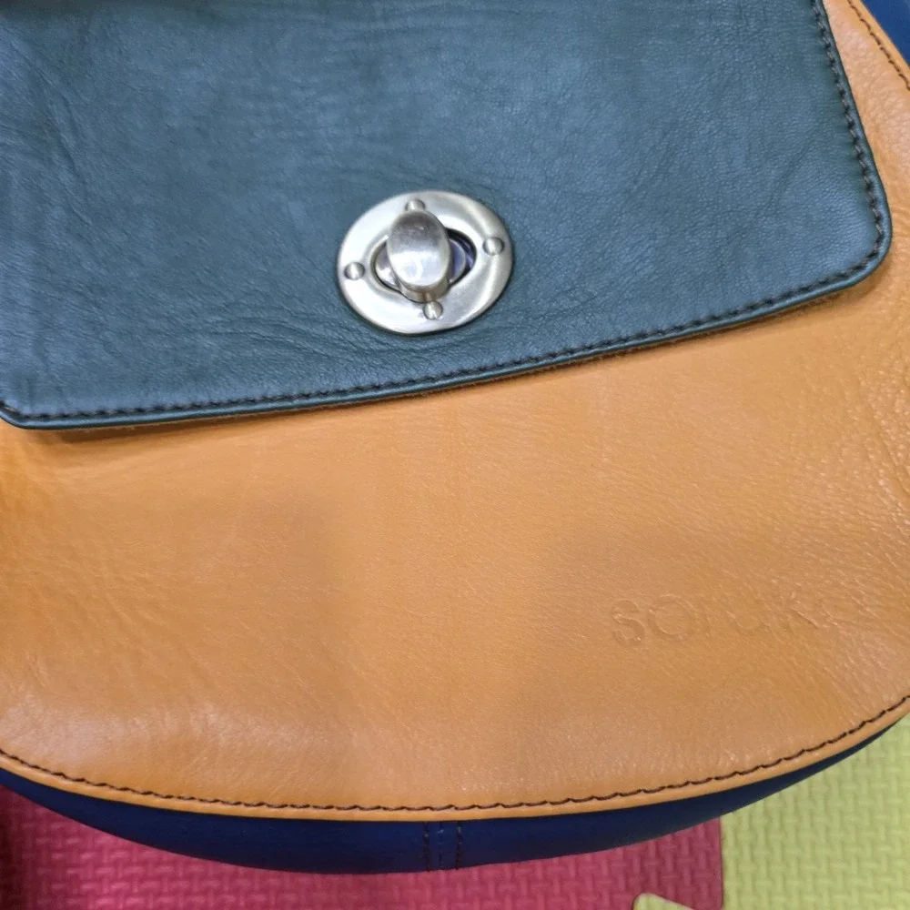 Soruka Recycled Leather Crossbody Bag Multicolor Handcrafted One of a Kind Purse